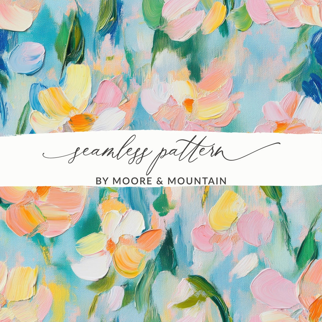 Seamless Impressionistic Floral Acrylic Fine Art Digital - Moore and Mountain