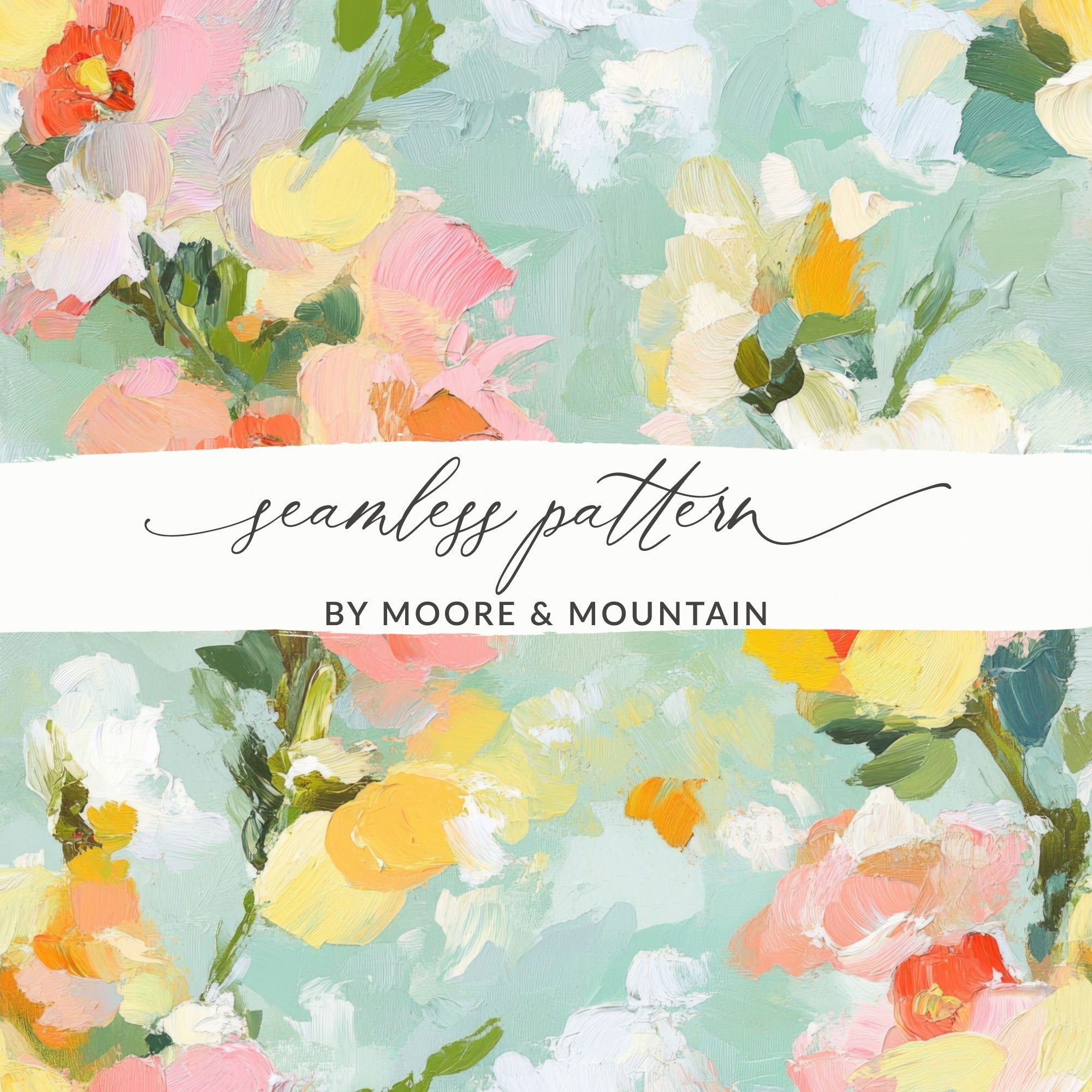 Seamless Impressionistic Floral Art Print Soft Hues Digital - Moore and Mountain