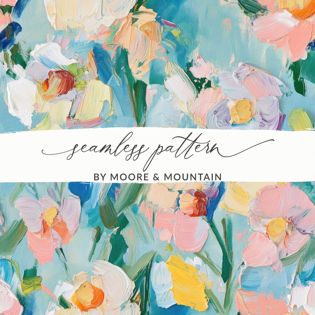 Seamless Impressionistic Floral Design Background Digital - Moore and Mountain