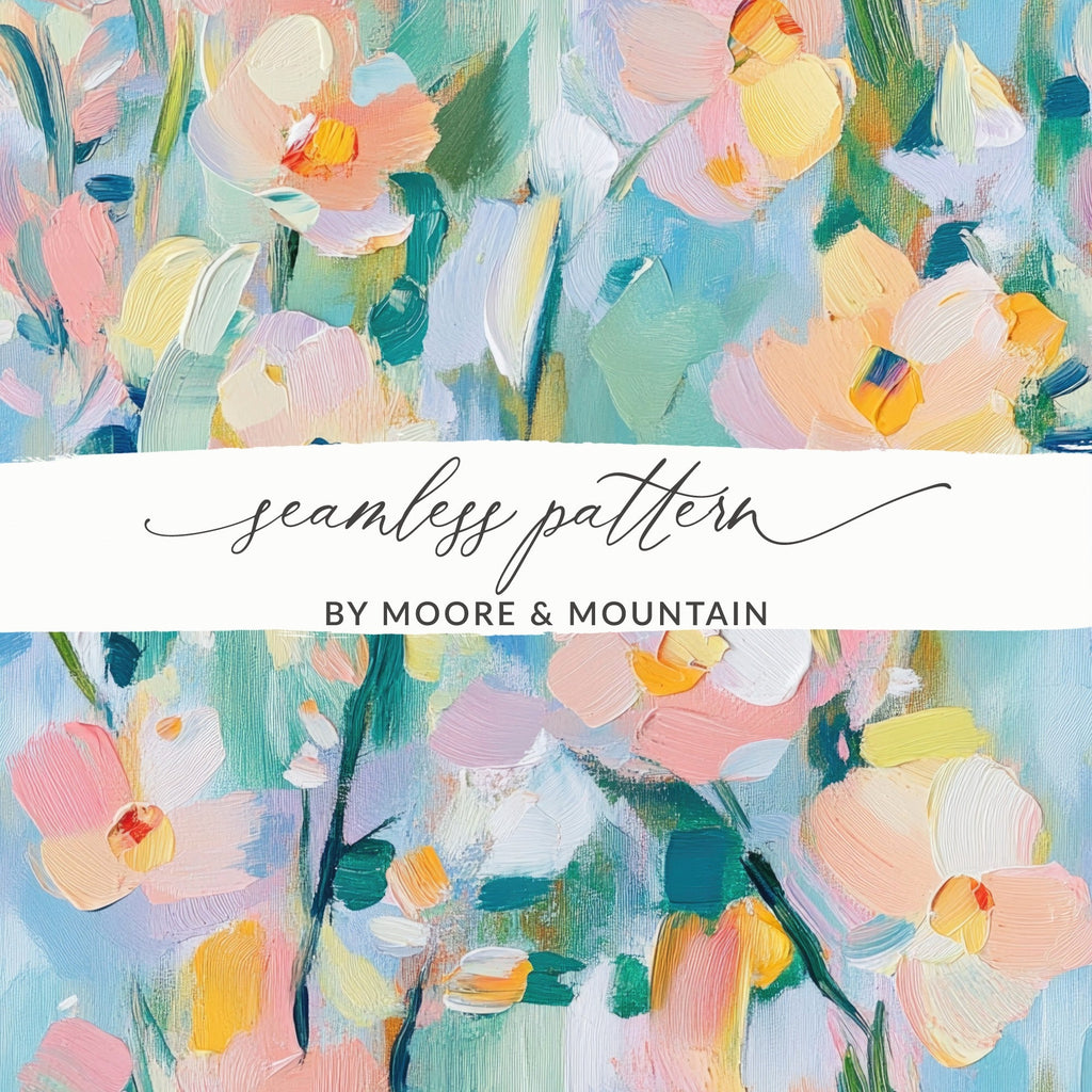 Seamless Impressionistic Floral Design Gentle Colors Digital - Moore and Mountain