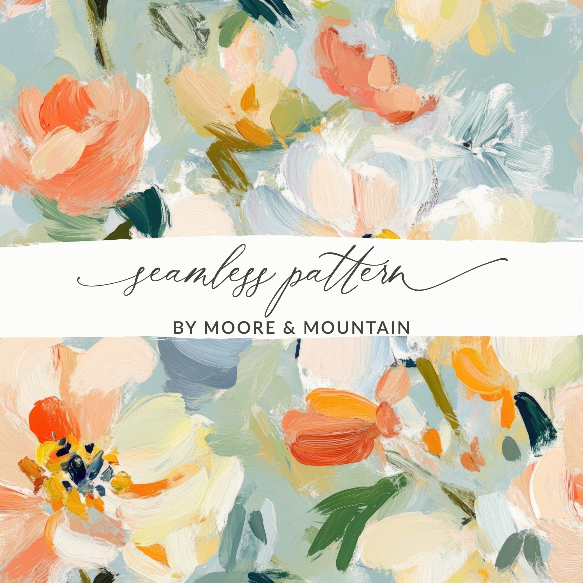 Seamless Impressionistic Floral Field Abstract painted Art - Moore and Mountain