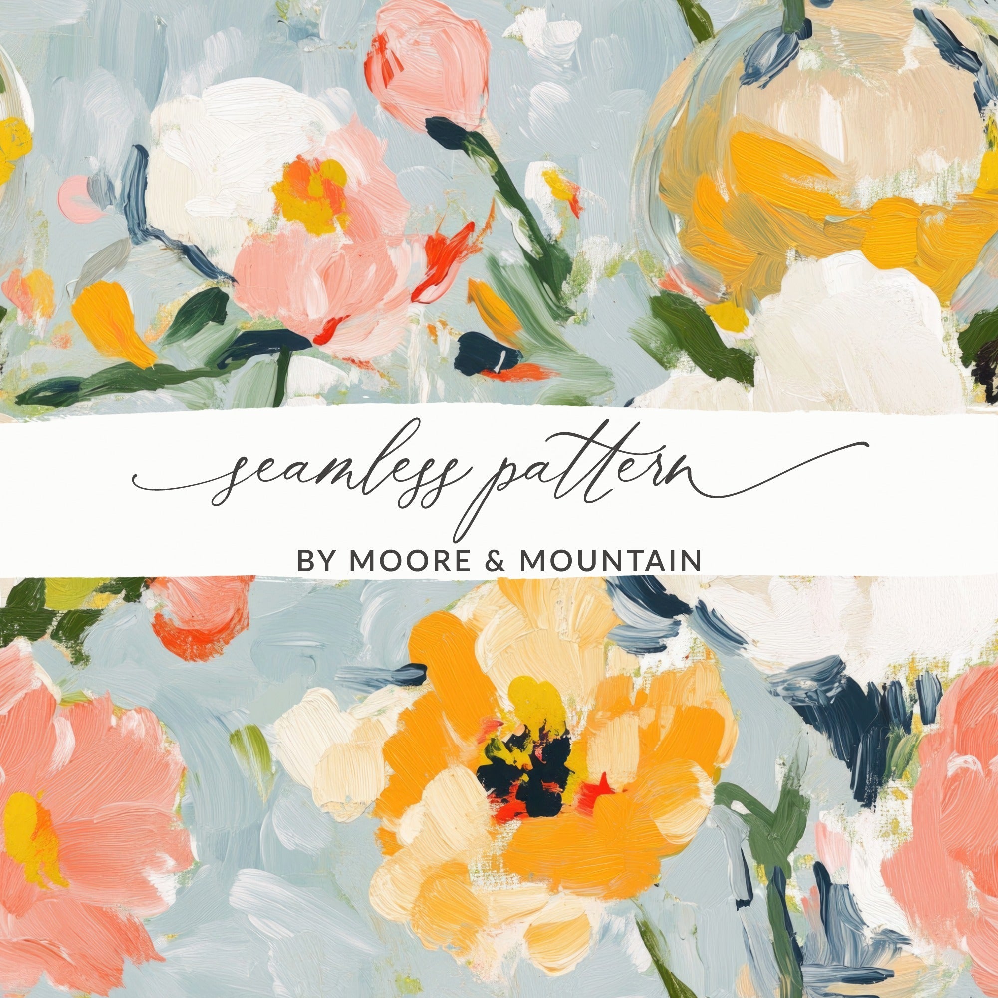 Seamless Impressionistic Floral Garden Painting Digital - Moore and Mountain