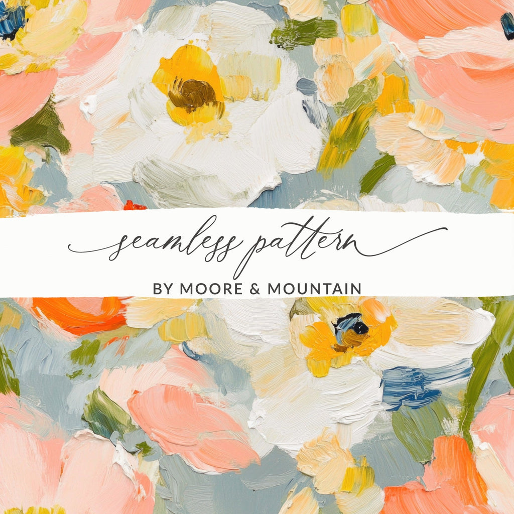 Seamless Impressionistic Painted Floral Pattern Design - Moore and Mountain