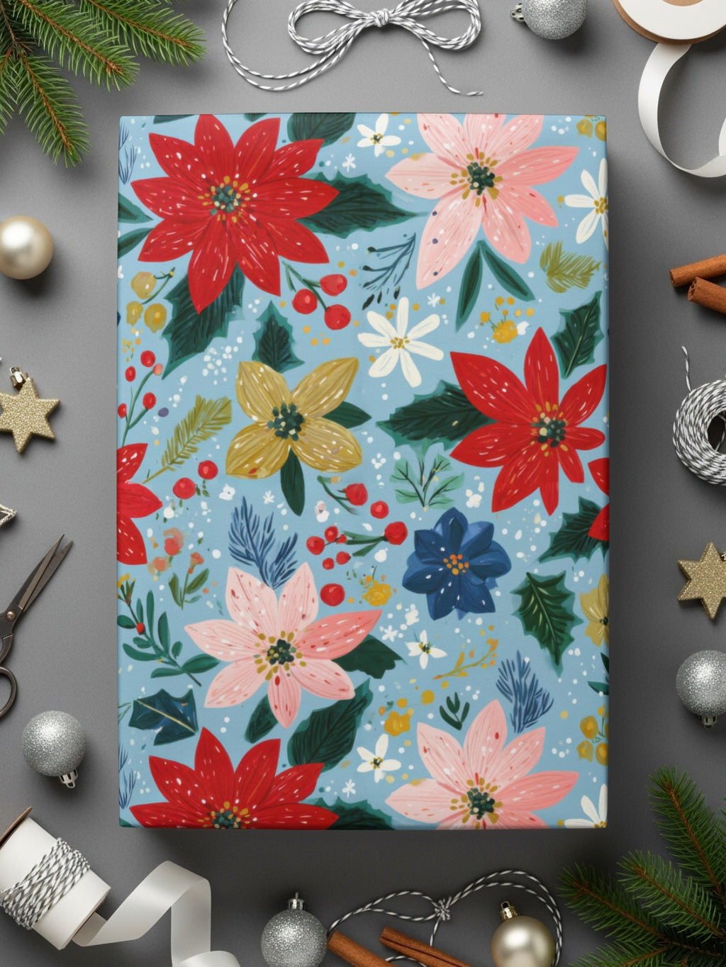 Seamless Poinsettia Pattern Preppy Christmas Background - Moore and Mountain