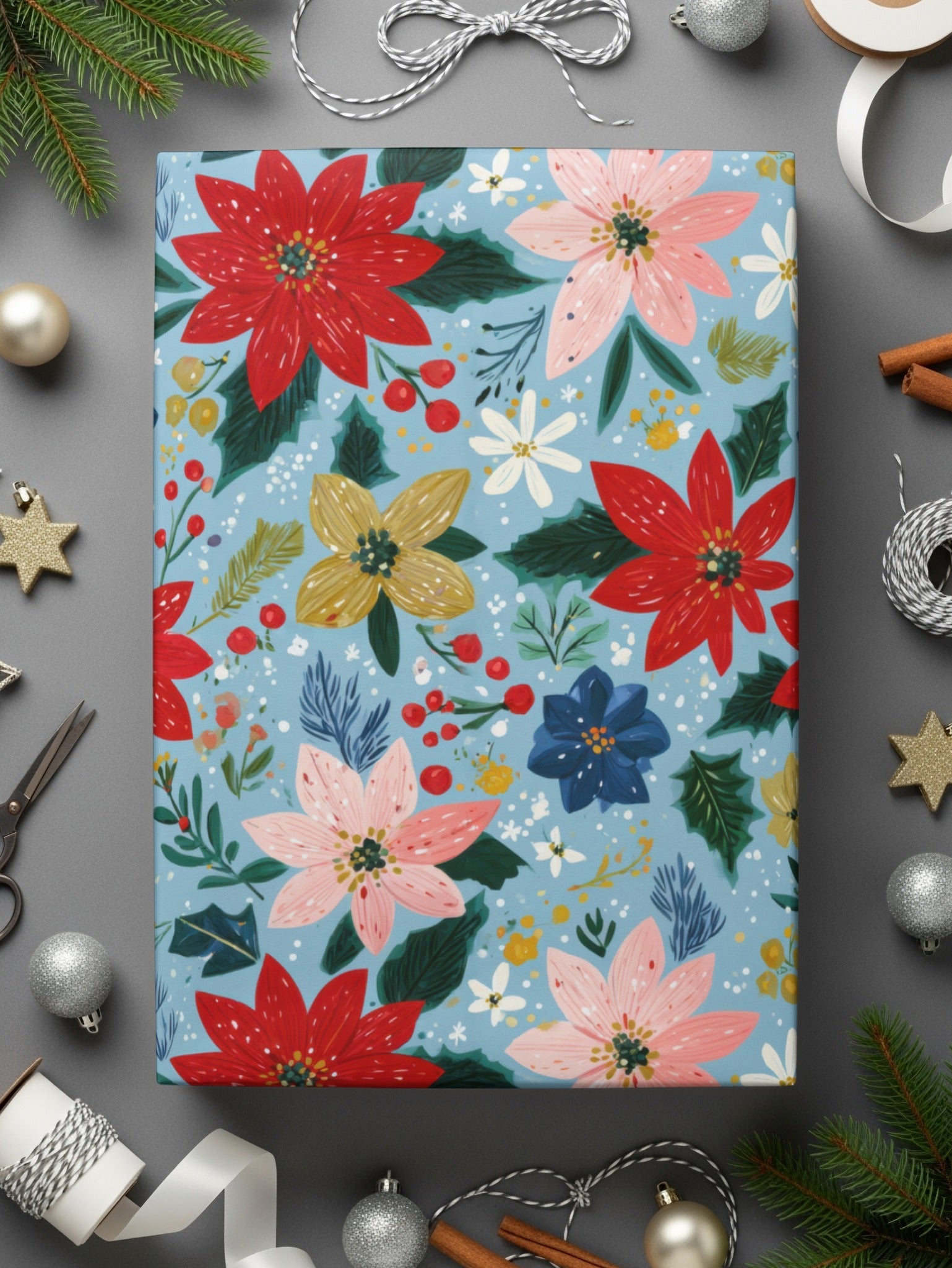 Seamless Poinsettia Pattern Preppy Christmas Background - Moore and Mountain