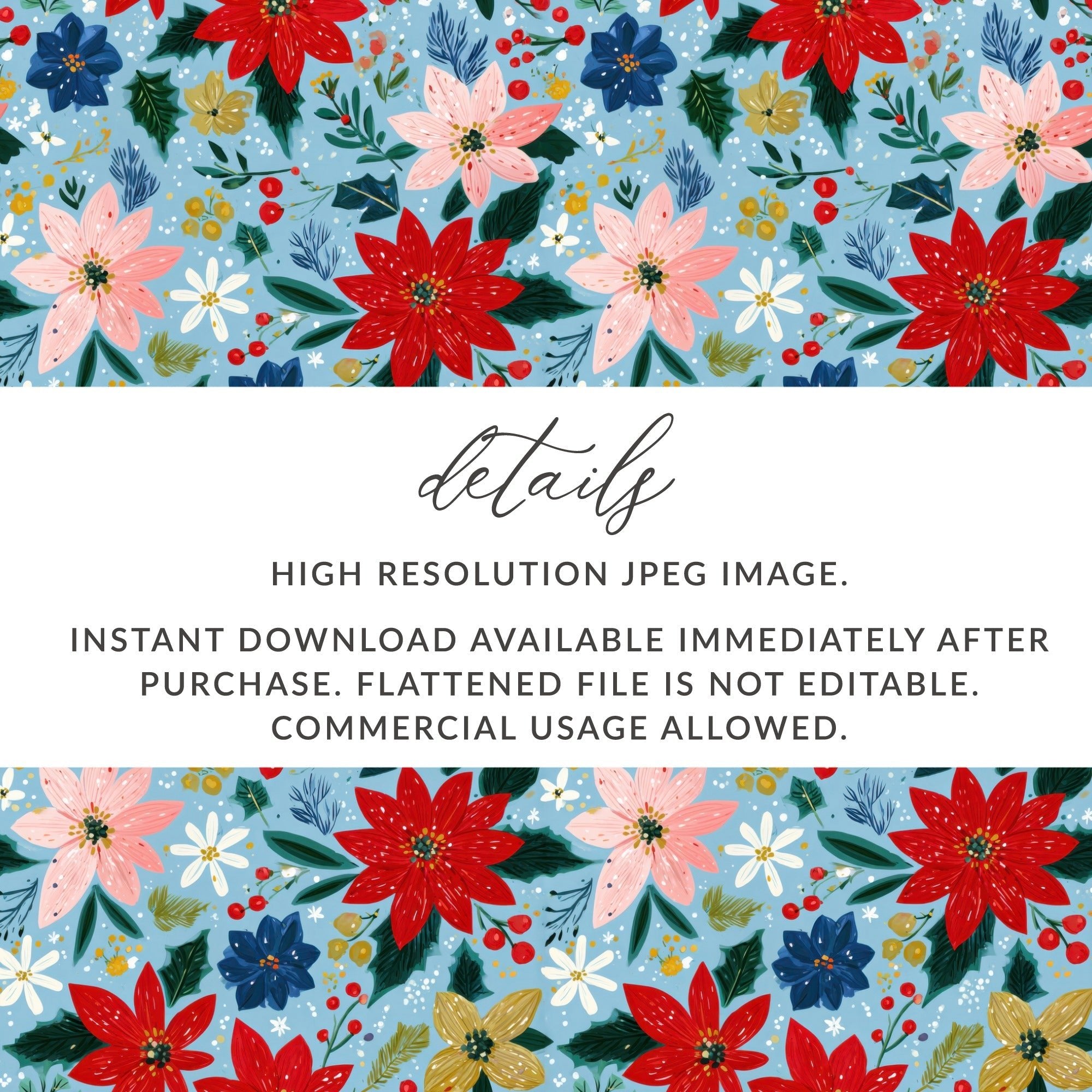 Seamless Poinsettia Pattern Preppy Christmas Background - Moore and Mountain