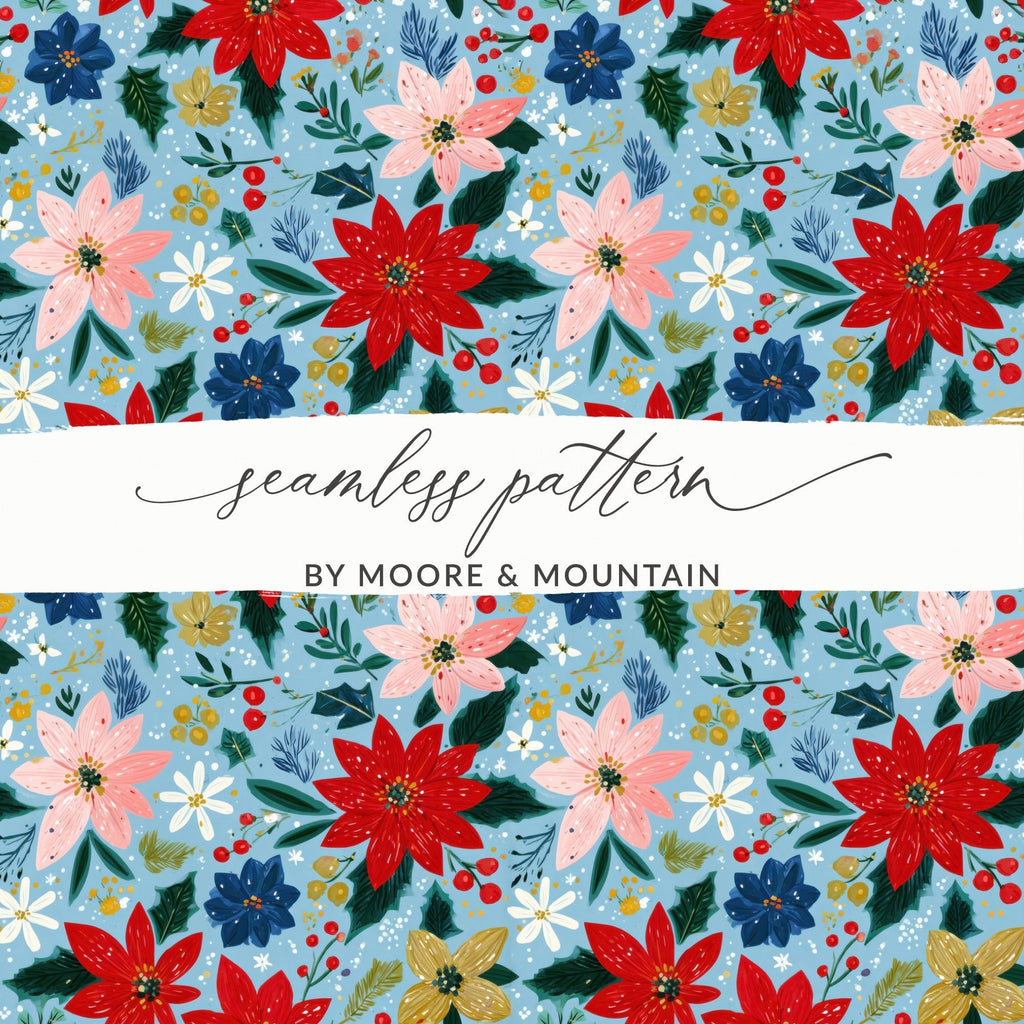 Seamless Poinsettia Pattern Preppy Christmas Background - Moore and Mountain