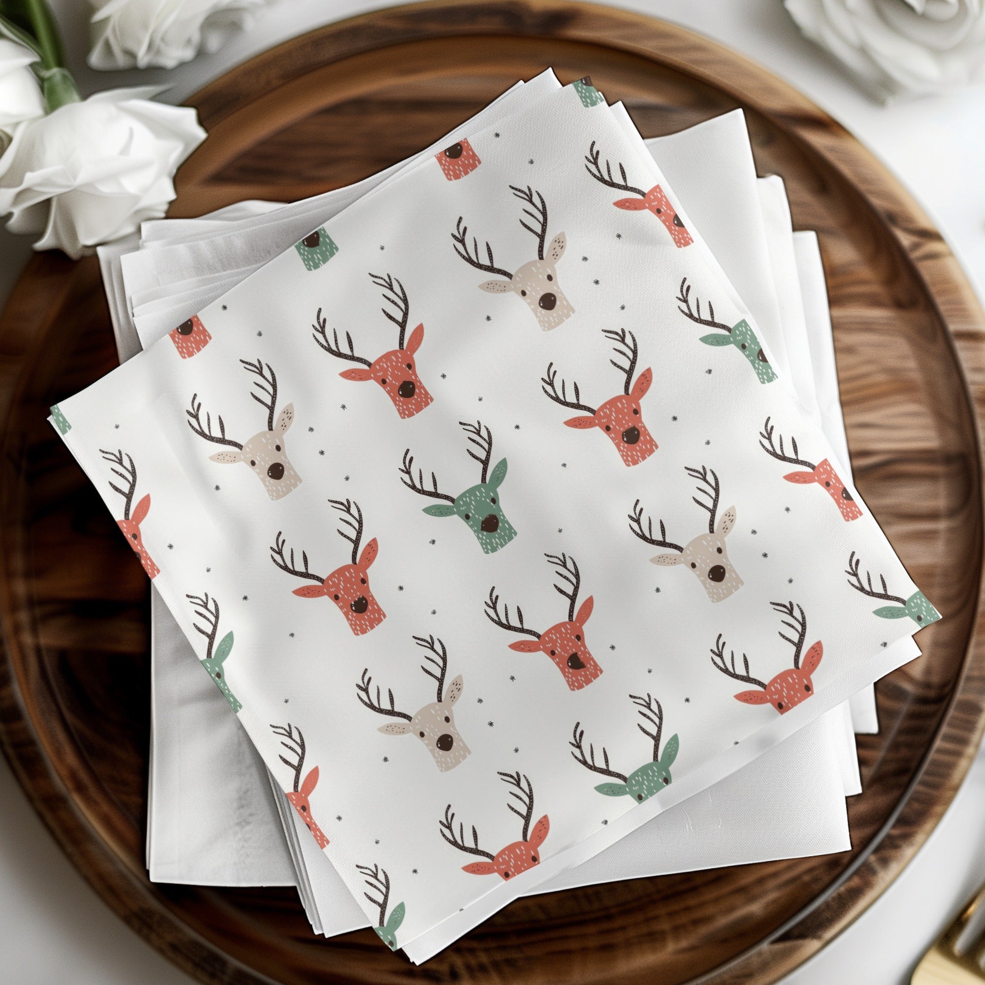 Seamless Red and Green Reindeer Pattern Christmas Digital - Moore and Mountain