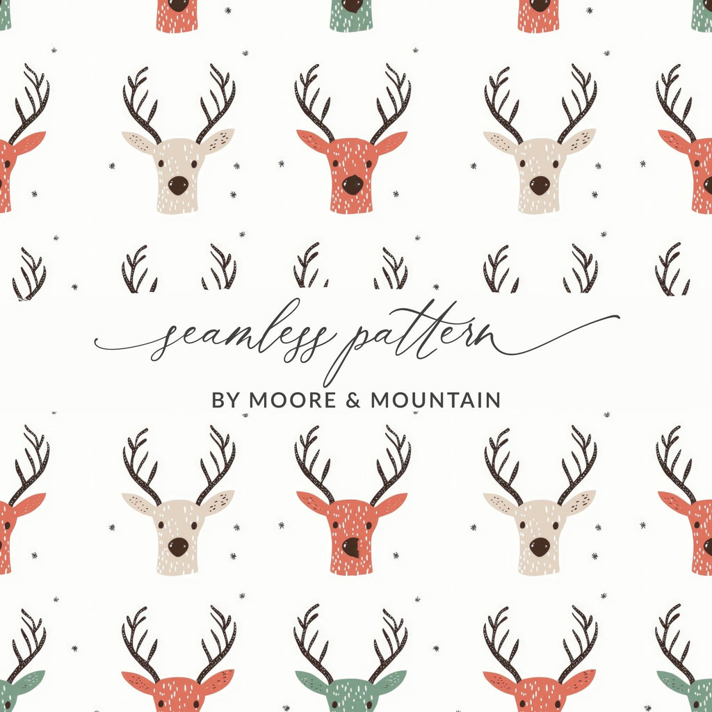 Seamless Red and Green Reindeer Pattern Christmas Digital - Moore and Mountain