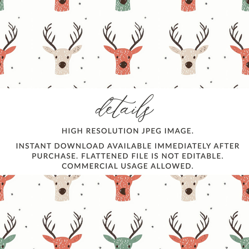 Seamless Red and Green Reindeer Pattern Christmas Digital - Moore and Mountain