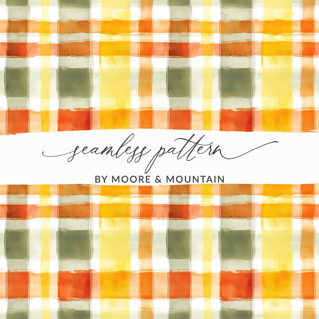Seamless Rustic Autumn Plaid Pattern In Warm Hues Digital - Moore and Mountain