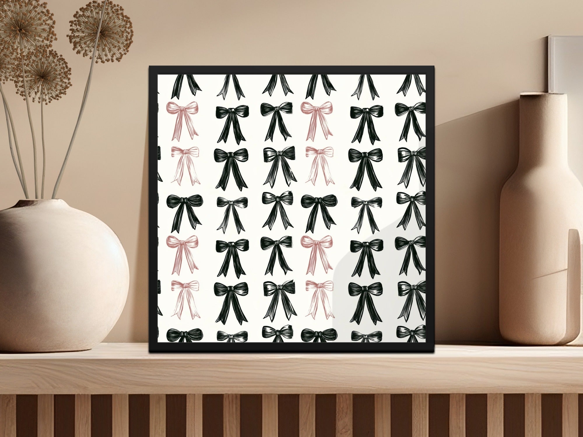 Shabby Chic Bows Pattern Black Bows Design | Trendy Digital Download | Boho Bows, Coquette Bows Seamless Pattern - Moore and Mountain