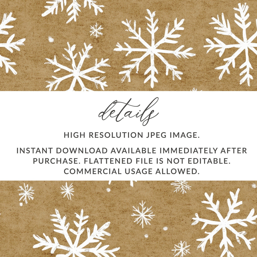 Snowflake Digital Paper, Seamless Christmas Pattern, Rustic Holiday Background, Winter Scrapbook Paper, Brown Texture, Commercial Use - Moore and Mountain