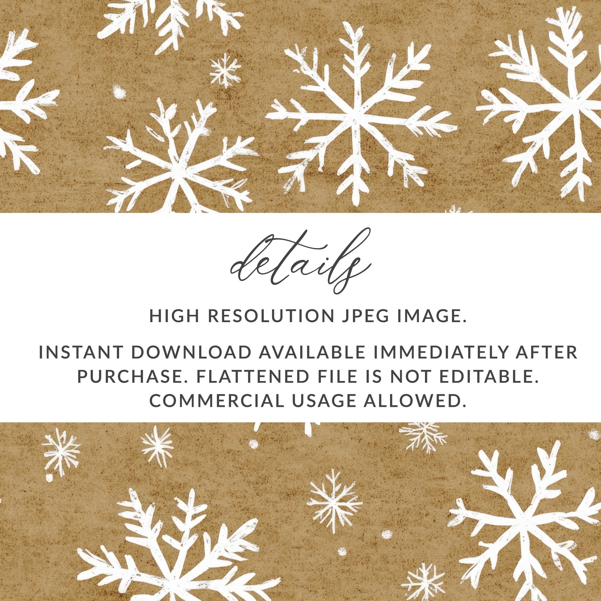 Snowflake Digital Paper, Seamless Christmas Pattern, Rustic Holiday Background, Winter Scrapbook Paper, Brown Texture, Commercial Use - Moore and Mountain