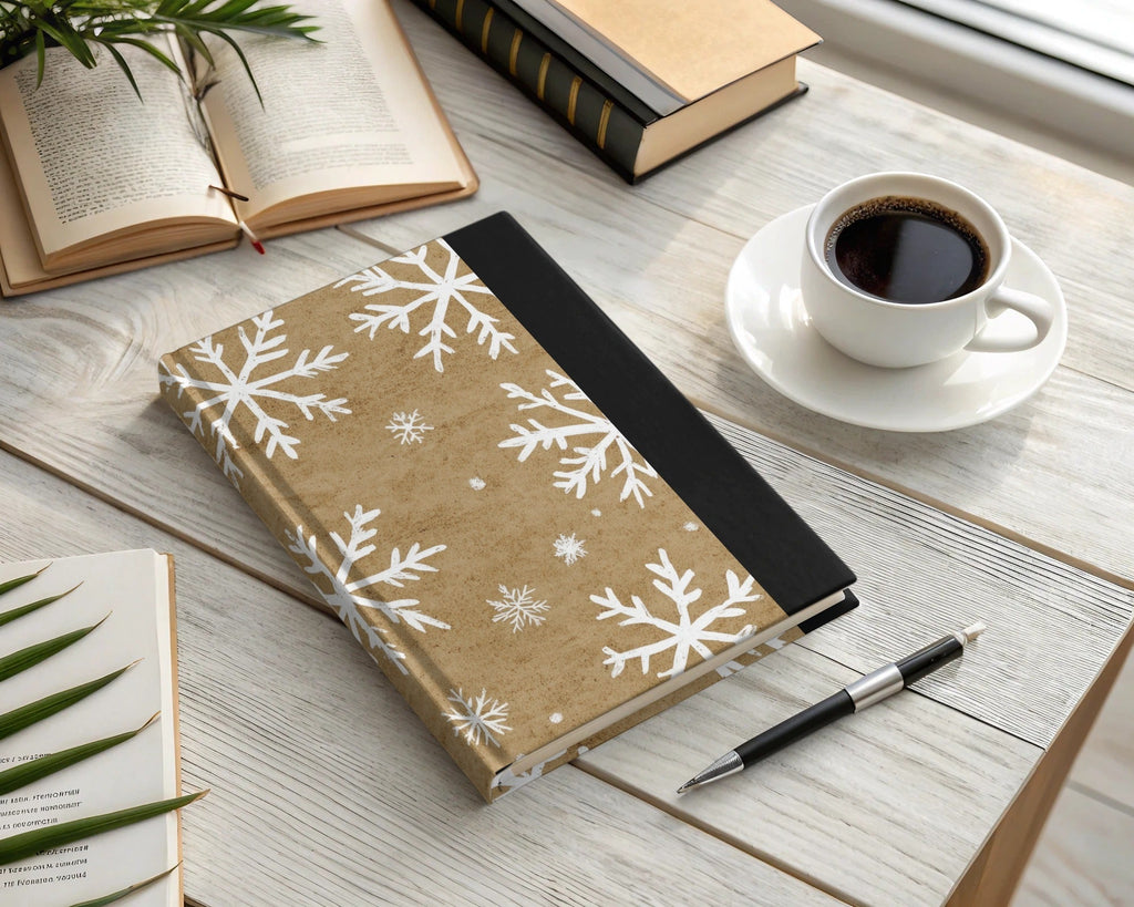 Snowflake Digital Paper, Seamless Christmas Pattern, Rustic Holiday Background, Winter Scrapbook Paper, Brown Texture, Commercial Use - Moore and Mountain