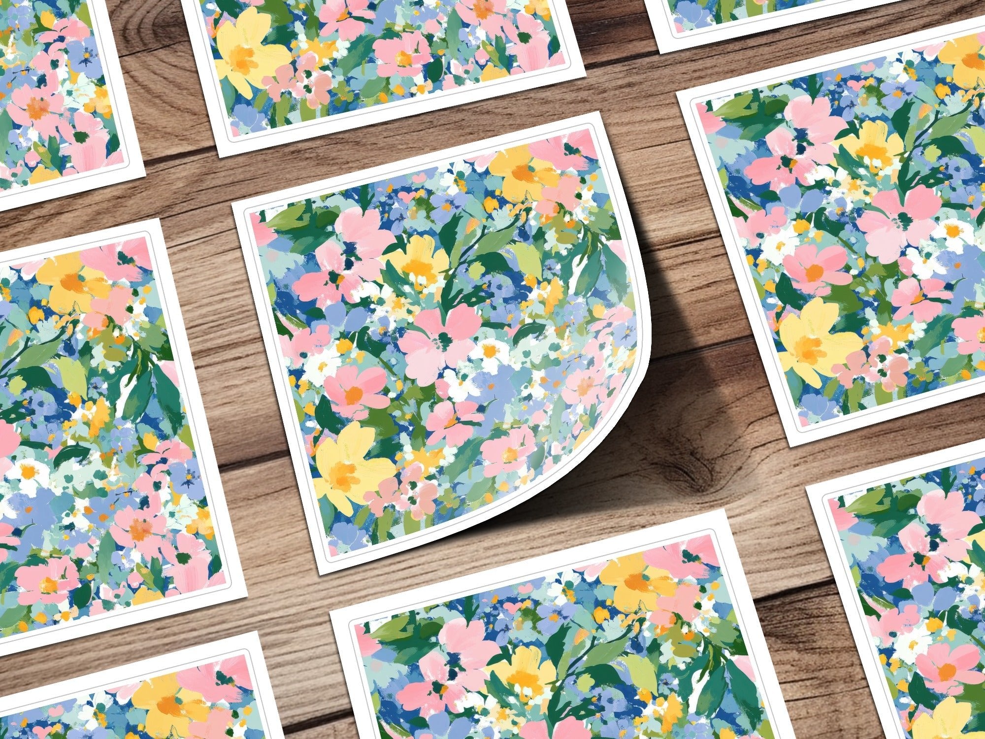 Spring Acrylic Floral Seamless Pattern, Pink Yellow Flowers Digital Paper, Painterly Bloom Texture, - Moore and Mountain