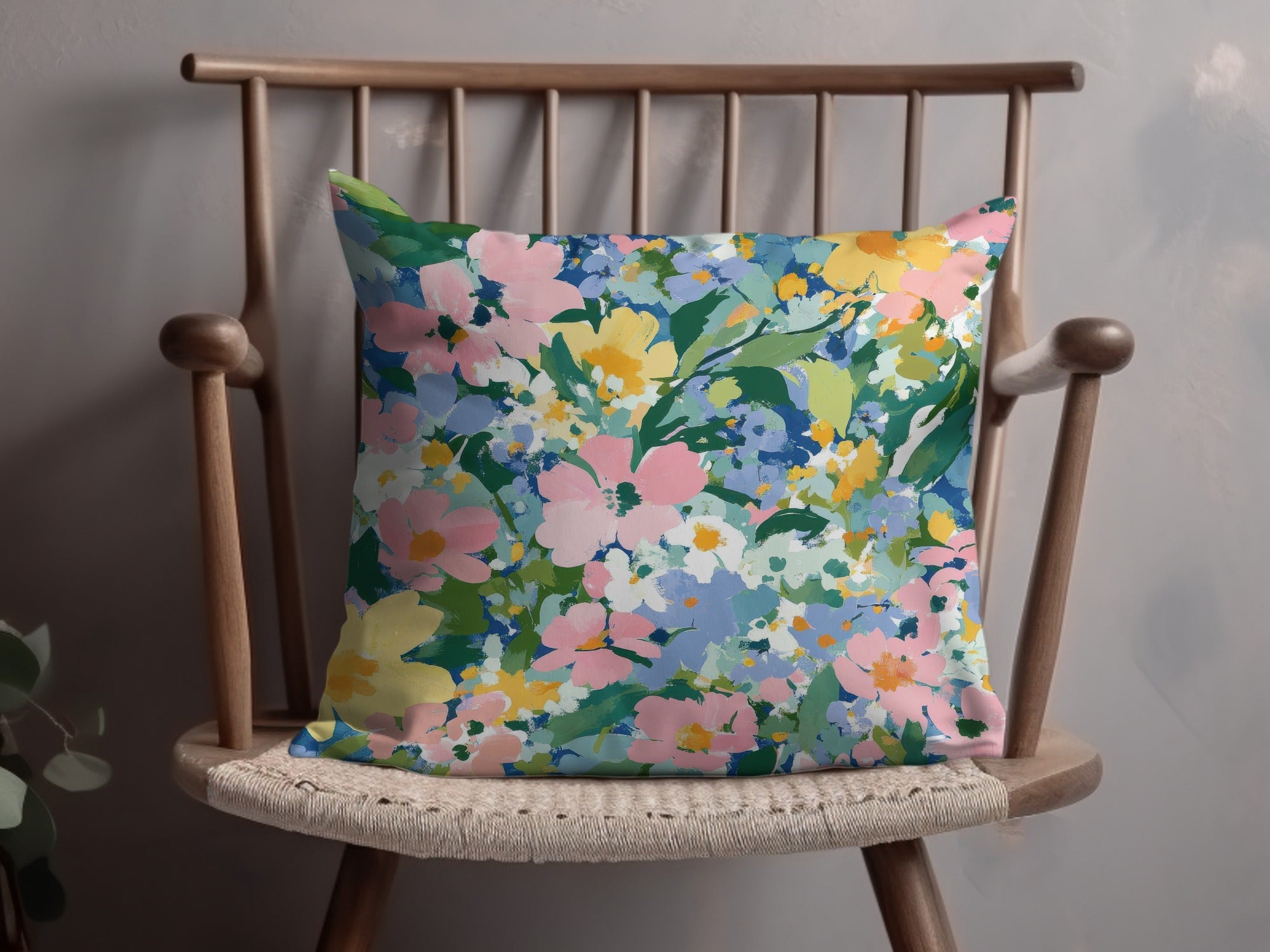 Spring Acrylic Floral Seamless Pattern, Pink Yellow Flowers Digital Paper, Painterly Bloom Texture, - Moore and Mountain