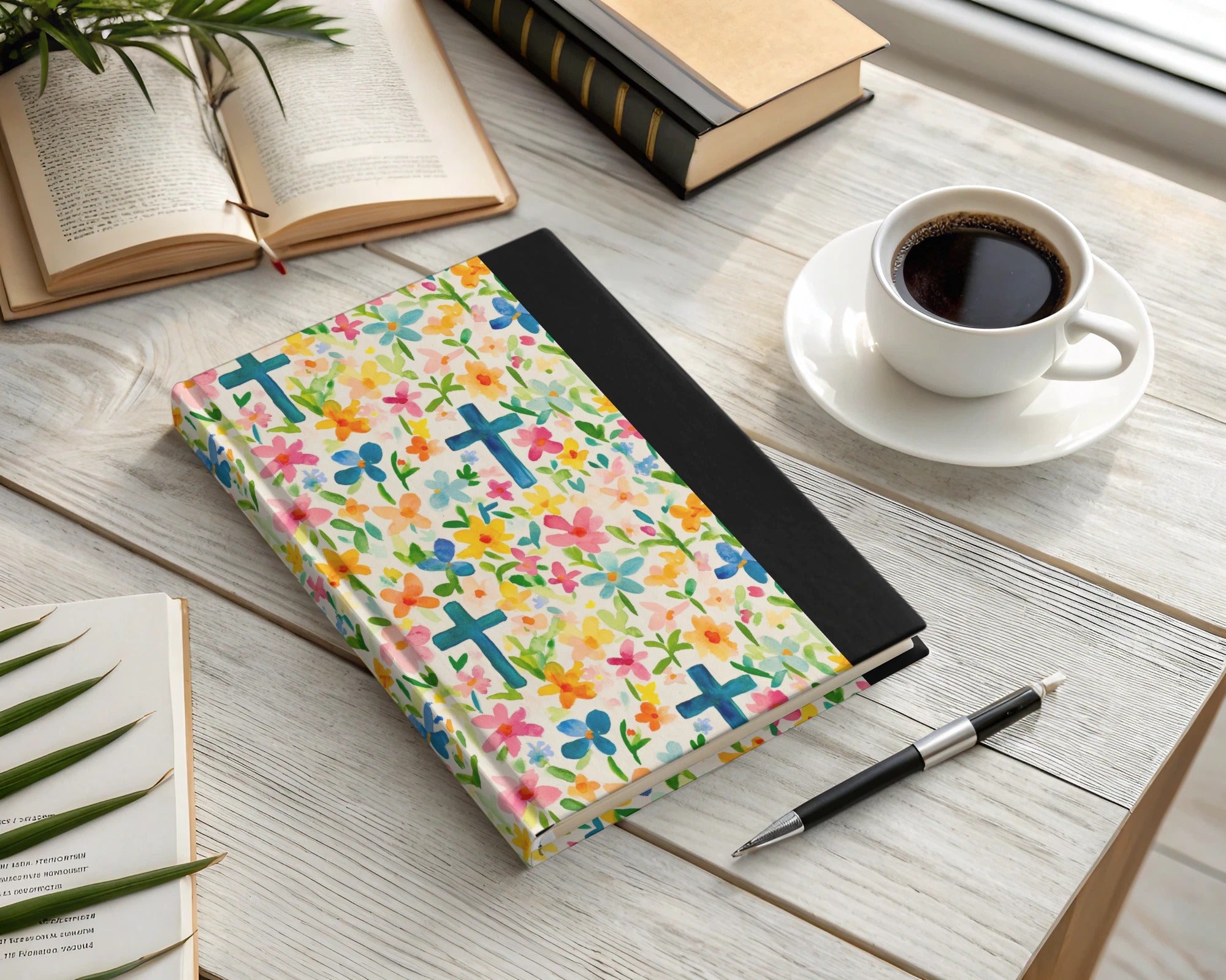 Spring Easter Floral Cross Seamless Pattern Digital Paper Pack, Watercolor Flowers Background Texture, Christian Themed Design, Printable Scrapbook - Moore and Mountain