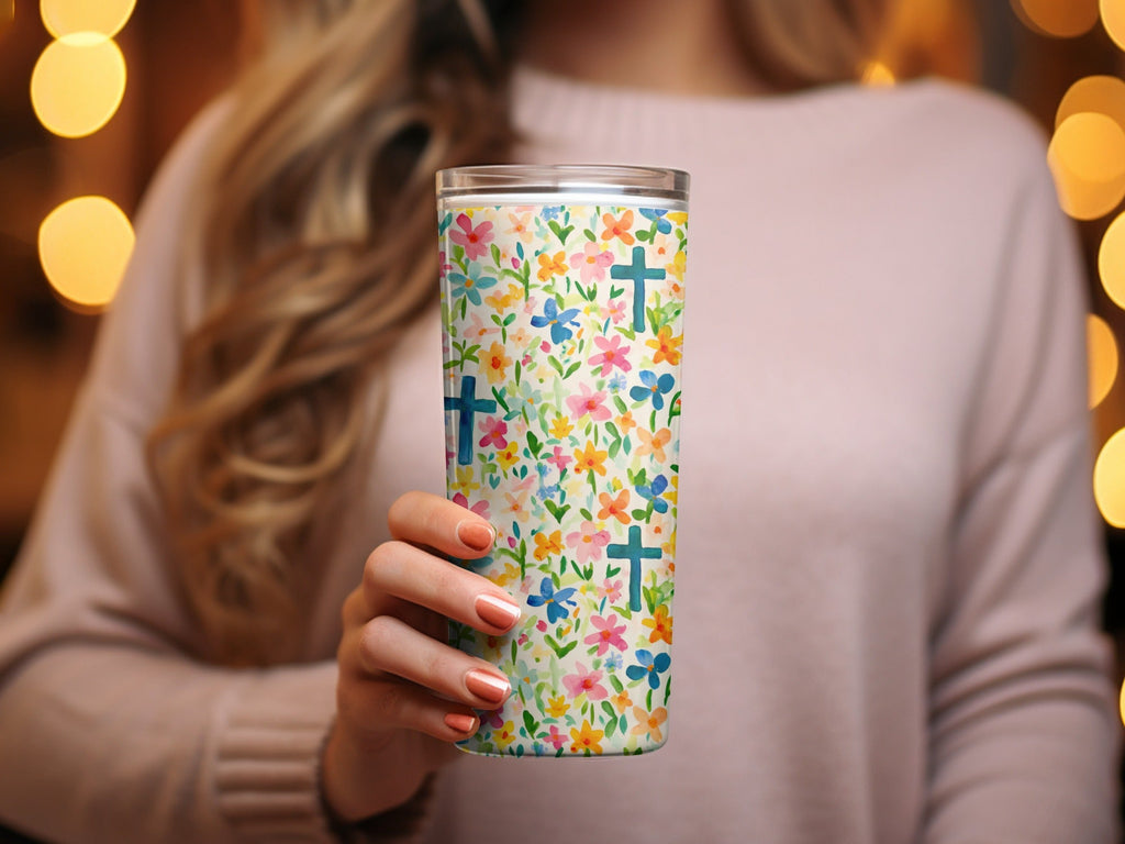 Spring Easter Floral Cross Seamless Pattern Digital Paper Pack, Watercolor Flowers Background Texture, Christian Themed Design, Printable Scrapbook - Moore and Mountain