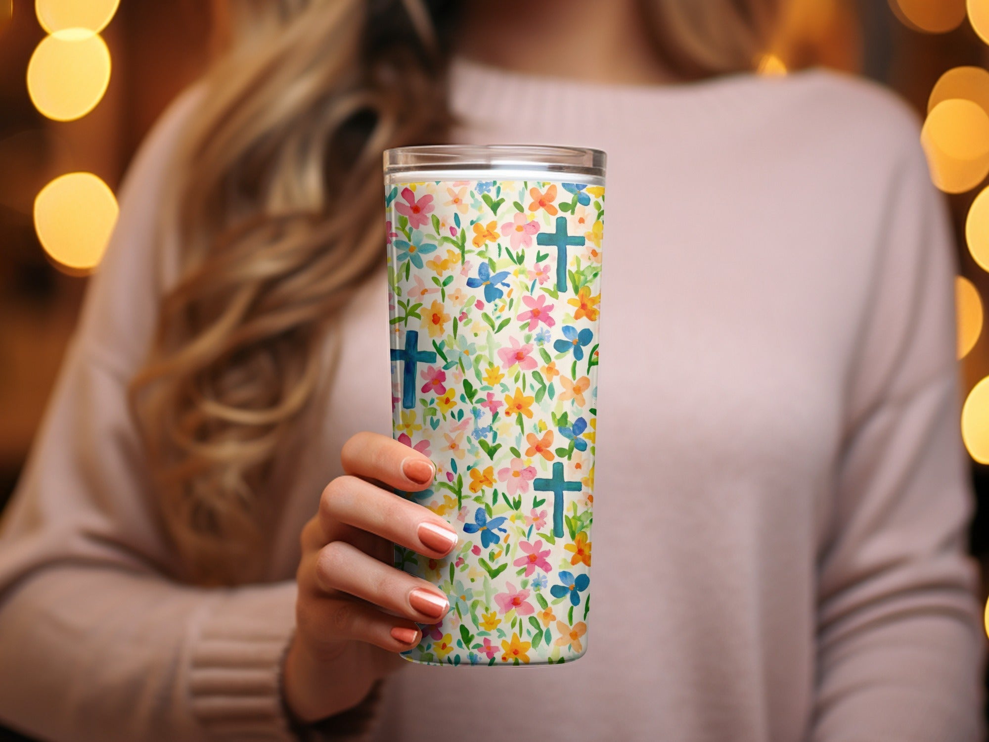 Spring Easter Floral Cross Seamless Pattern Digital Paper Pack, Watercolor Flowers Background Texture, Christian Themed Design, Printable Scrapbook - Moore and Mountain