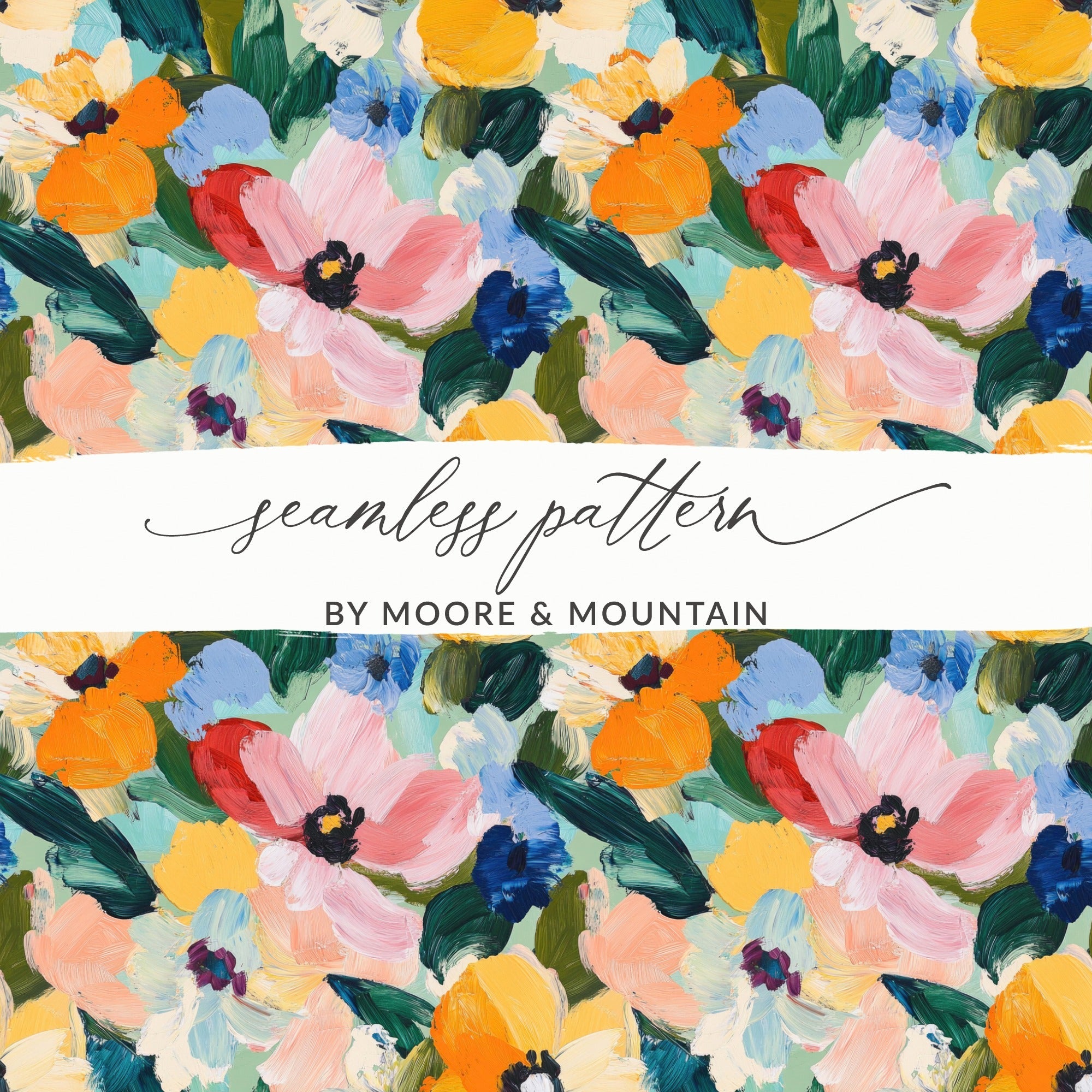 Springtime Acrylic Floral with Jewel Tones Digital - Moore and Mountain