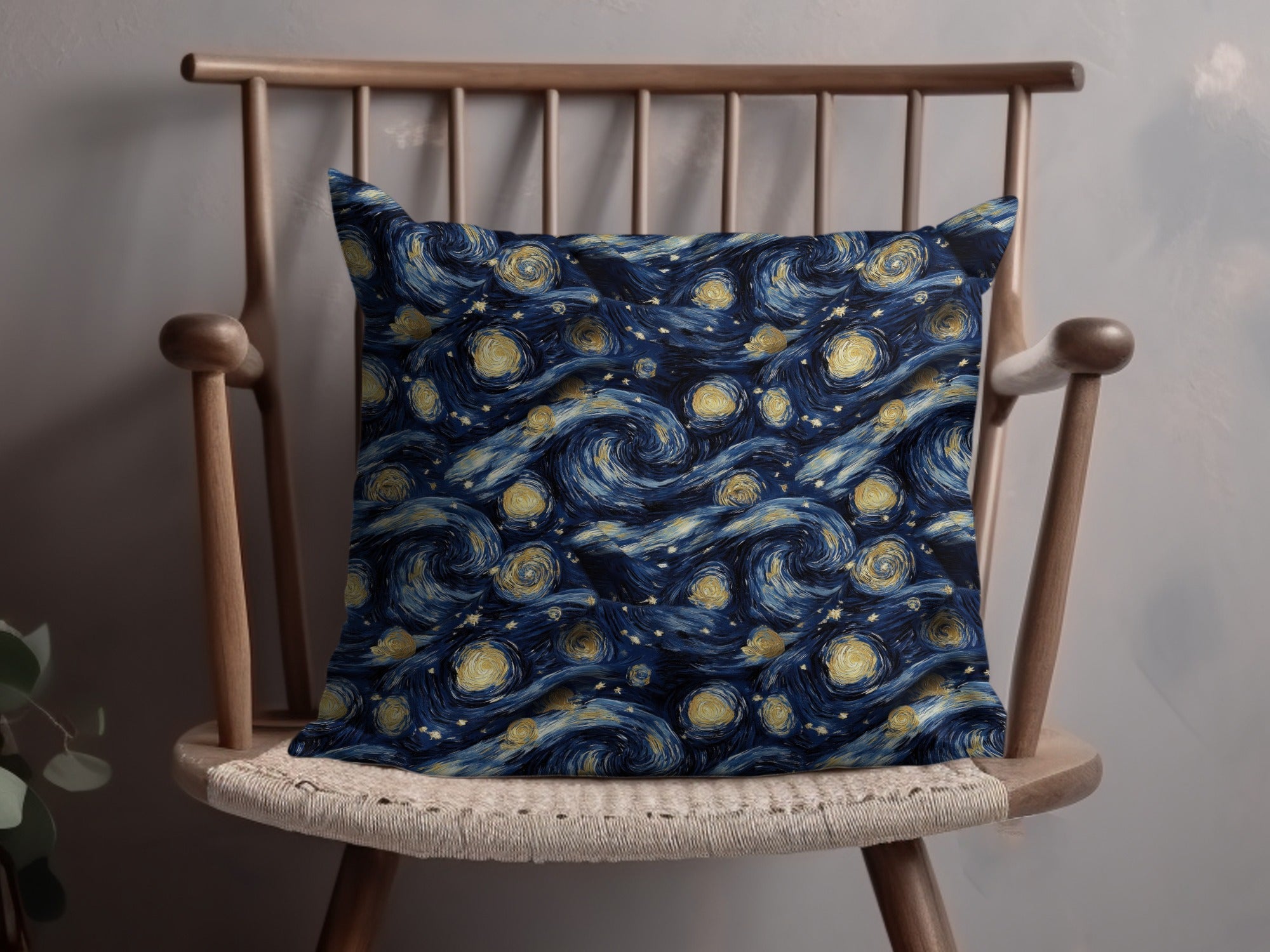 Starry Night Digital Paper, Van Gogh Style, Navy Blue and Gold, Abstract Celestial Art, Seamless Pattern, Digital Download - Moore and Mountain