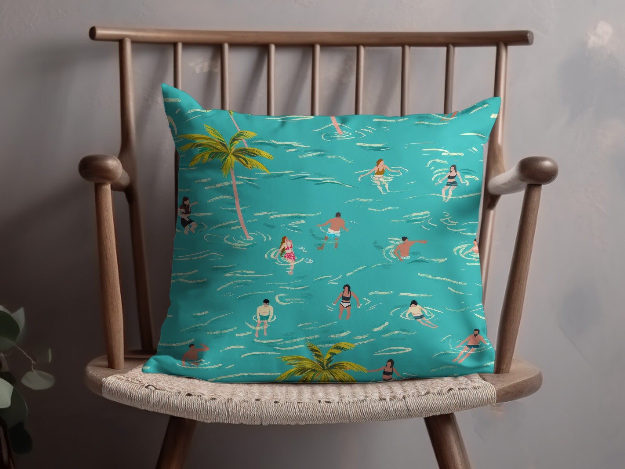 Summer Vibes Digital Pattern, Seamless Swimming Design, Palm Trees Digital Paper, Tropical Sea Print, Summertime Digital Download - Moore and Mountain