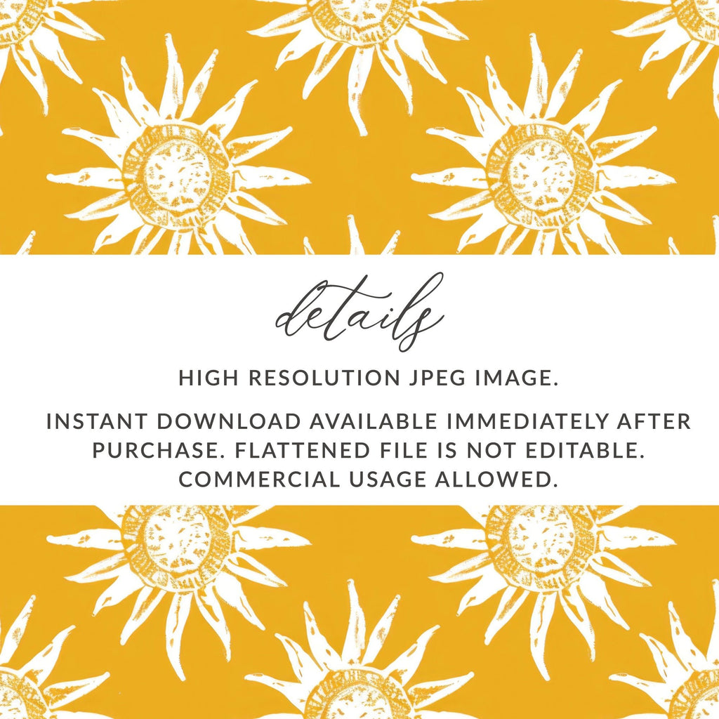 Sun Digital Paper, Seamless Pattern, Sunshine Design, Summer Digital Paper, Sunburst Digital Download, Bright Background, JPEG Files - Moore and Mountain