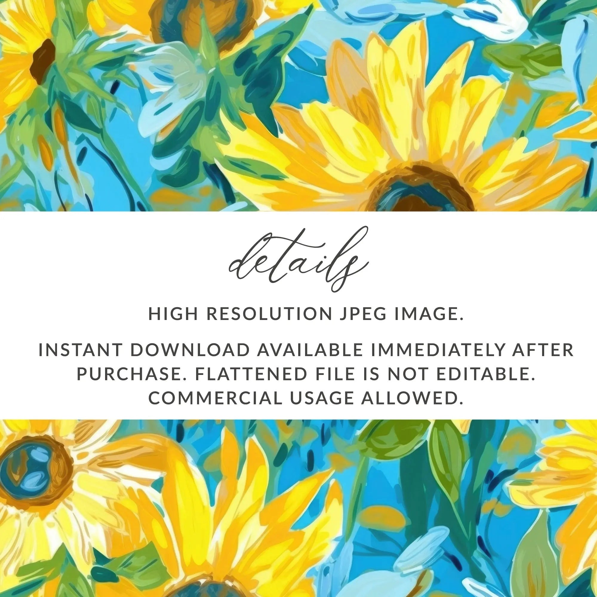 Sunflower Digital Paper, Floral Pattern JPEG, Seamless Texture, Sunny Summer Design, Scrapbooking, Crafts, Fabric Print, Backgrounds - Moore and Mountain