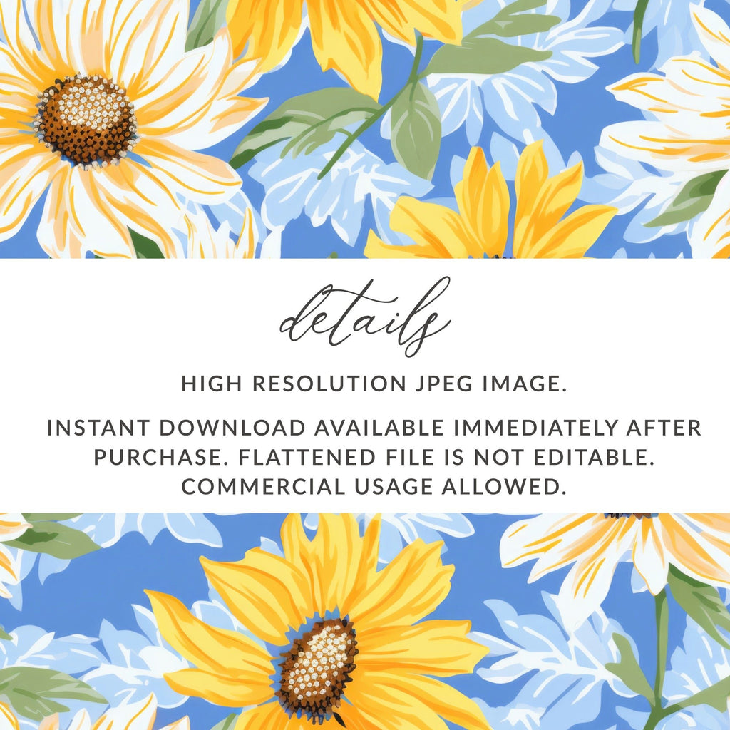 Sunflower Digital Paper, Floral Seamless Pattern, Commercial Use Background, Yellow Flower Clipart, Summer Print Fabric Pattern - Moore and Mountain