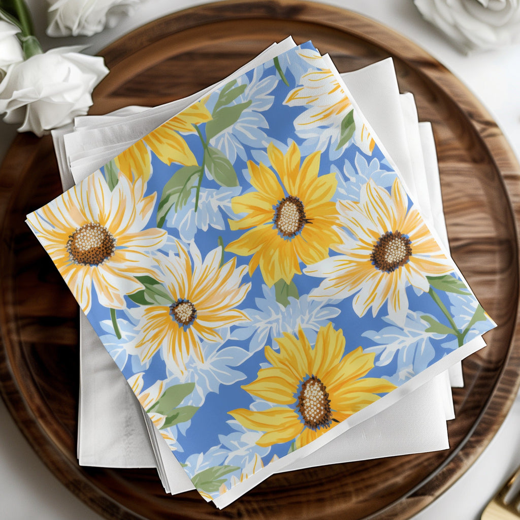 Sunflower Digital Paper, Floral Seamless Pattern, Commercial Use Background, Yellow Flower Clipart, Summer Print Fabric Pattern - Moore and Mountain