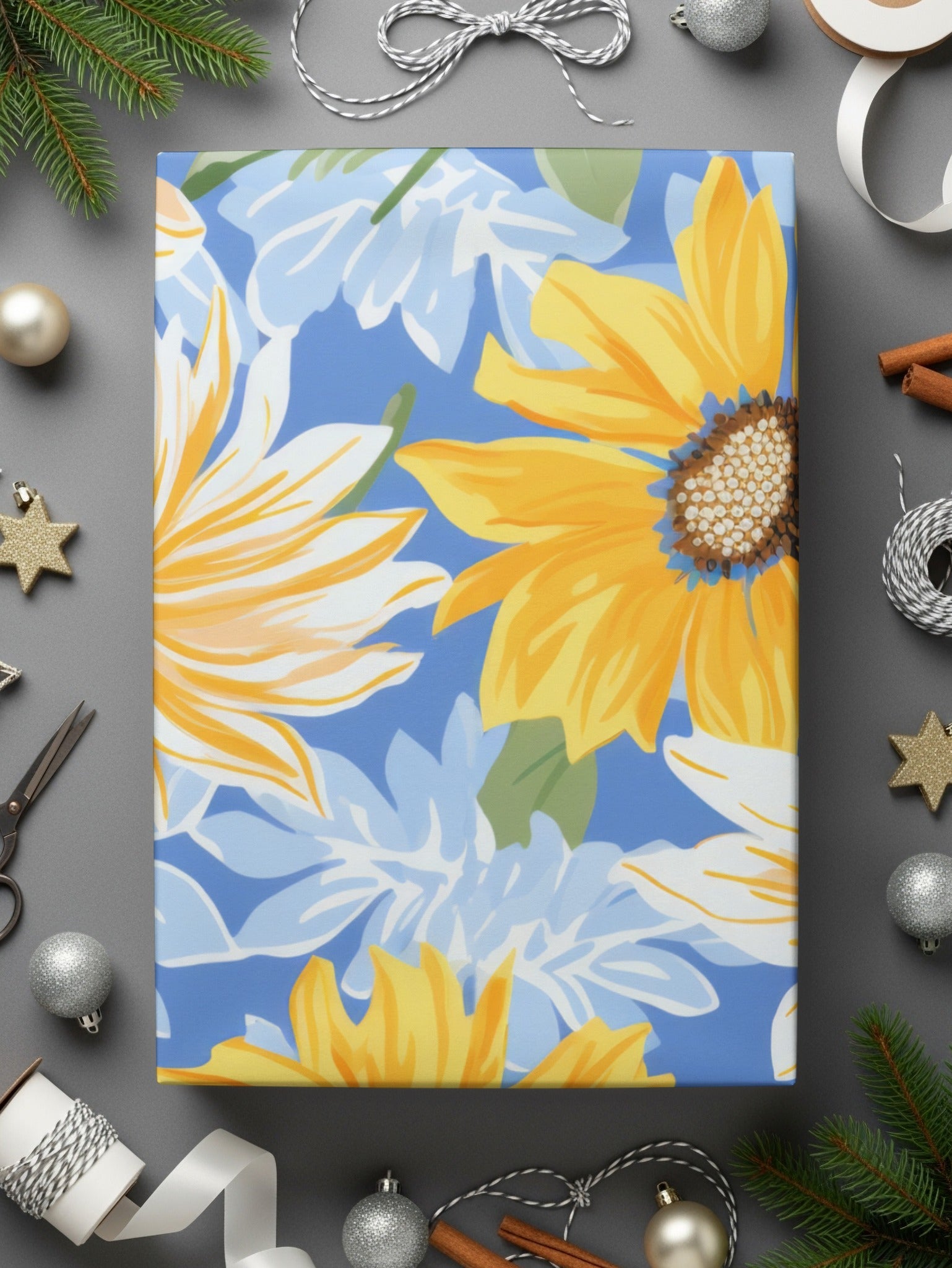 Sunflower Digital Paper, Floral Seamless Pattern, Commercial Use Background, Yellow Flower Clipart, Summer Print Fabric Pattern - Moore and Mountain