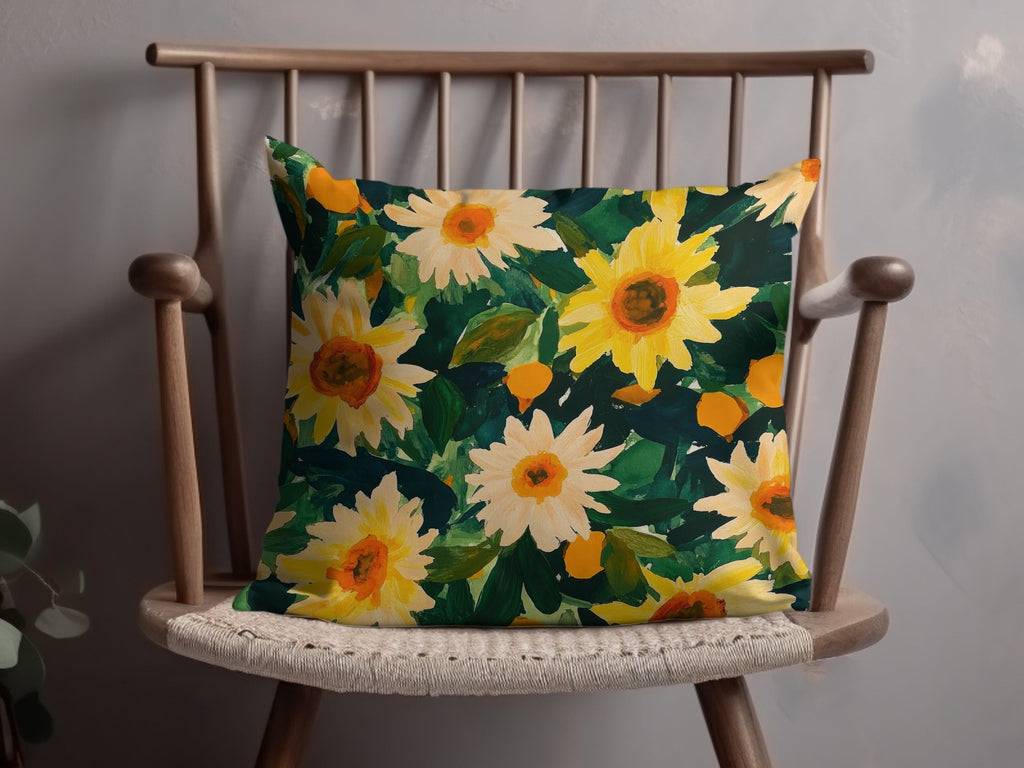 Sunflower Digital Paper, Floral Seamless Pattern, Summer Flowers, Hand Painted Style, Repeating Pattern, Fabric Design, Digital Download - Moore and Mountain