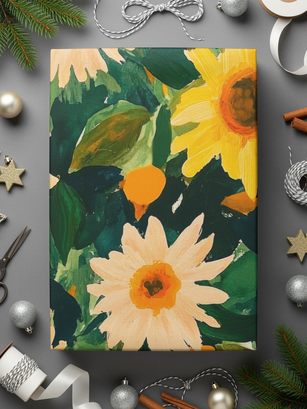 Sunflower Digital Paper, Floral Seamless Pattern, Summer Flowers, Hand Painted Style, Repeating Pattern, Fabric Design, Digital Download - Moore and Mountain