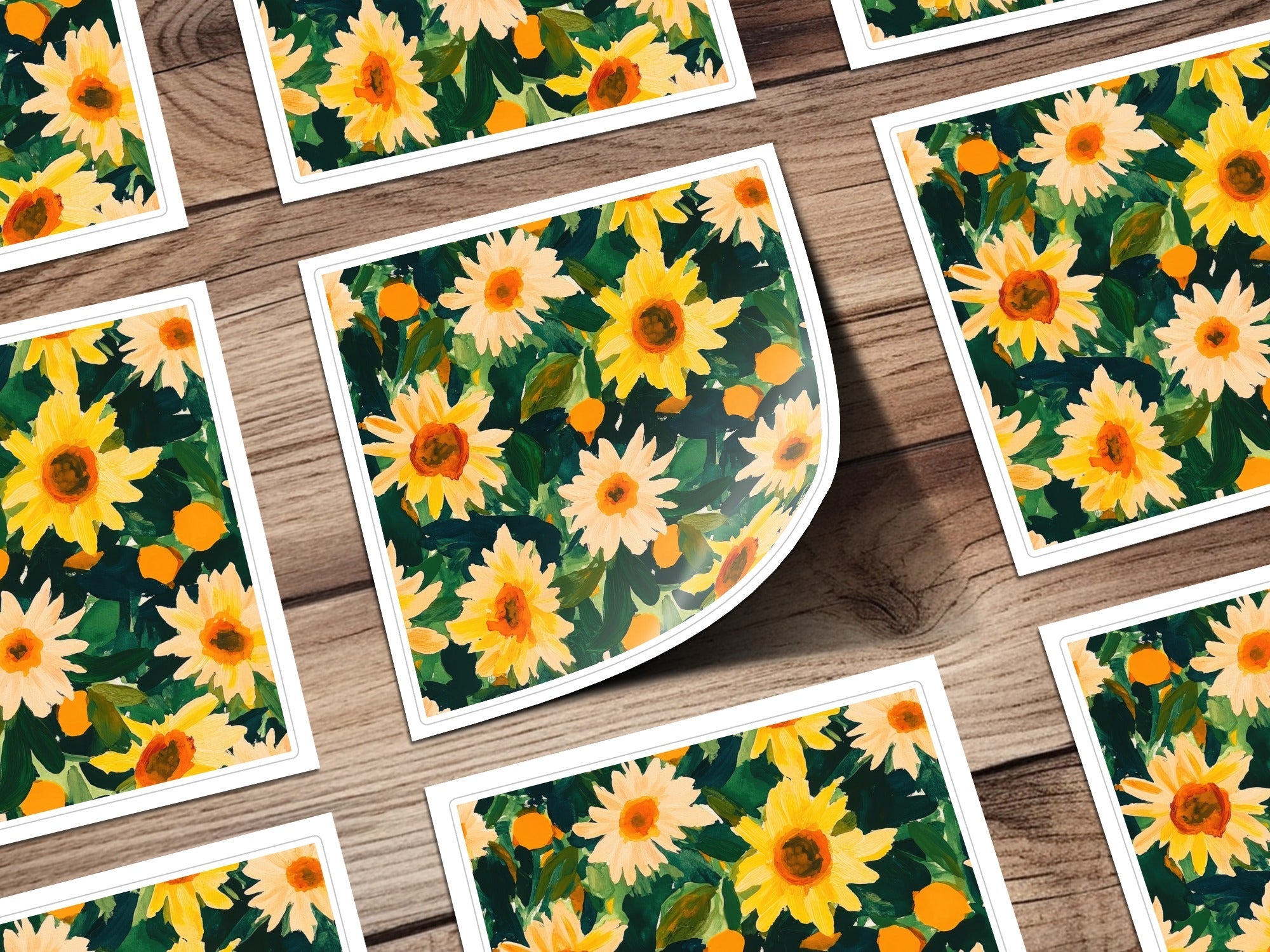 Sunflower Digital Paper, Floral Seamless Pattern, Summer Flowers, Hand Painted Style, Repeating Pattern, Fabric Design, Digital Download - Moore and Mountain