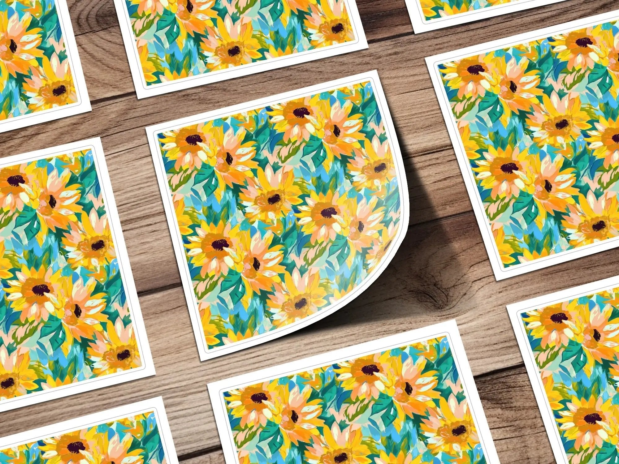 Sunflower Digital Paper, Watercolor Floral Pattern, Summer Seamless Design, Yellow Flower Print, Sunny Botanical Image, Digital Download - Moore and Mountain