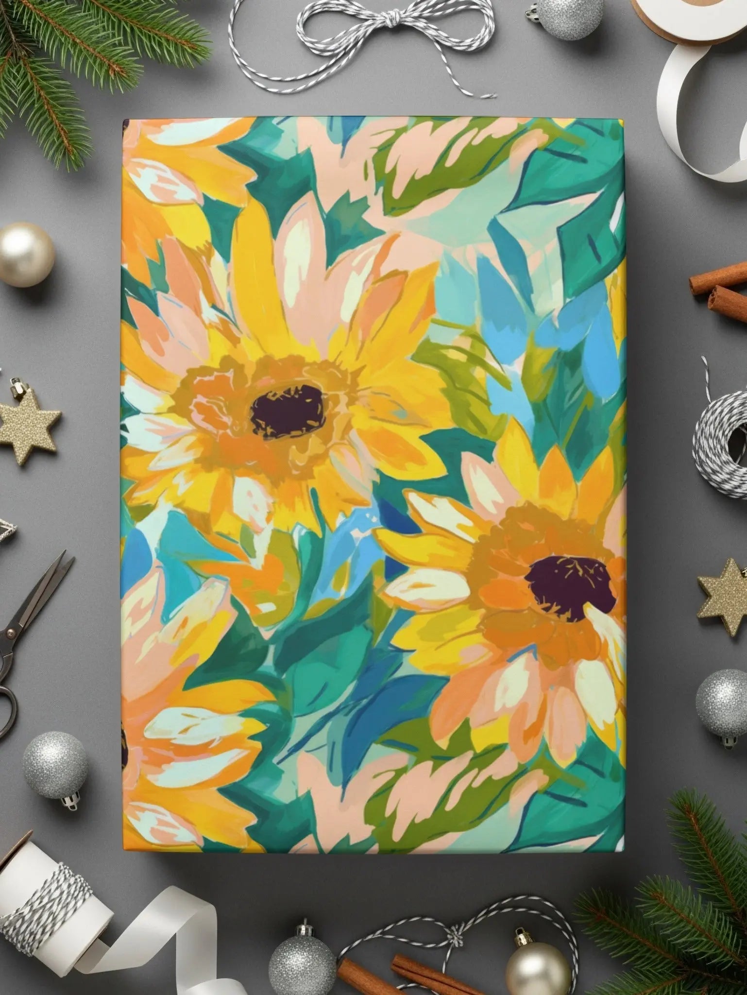 Sunflower Digital Paper, Watercolor Floral Pattern, Summer Seamless Design, Yellow Flower Print, Sunny Botanical Image, Digital Download - Moore and Mountain