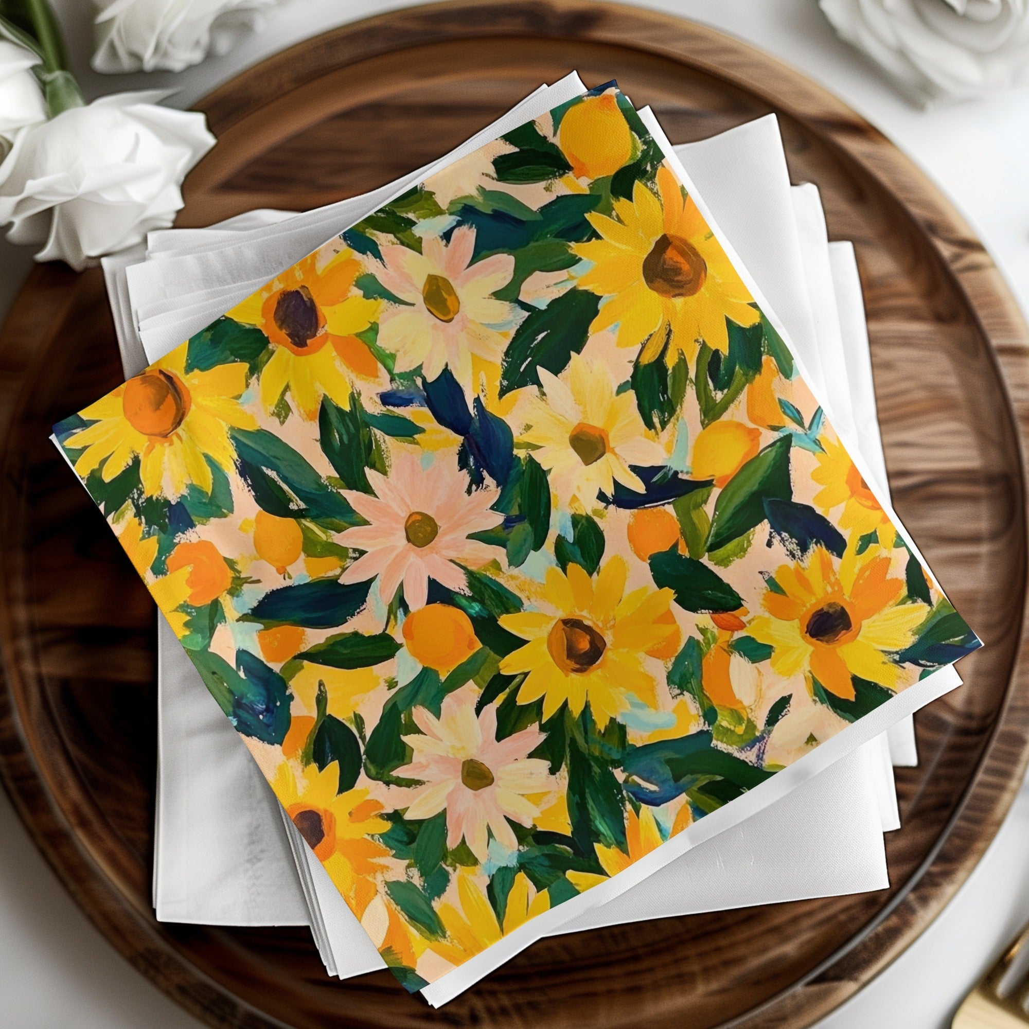 Sunflower Digital Seamless Pattern, Lemon Summer Print, JPEG File, Printable Fabric Design, Floral Pattern, Yellow Flower Design - Moore and Mountain