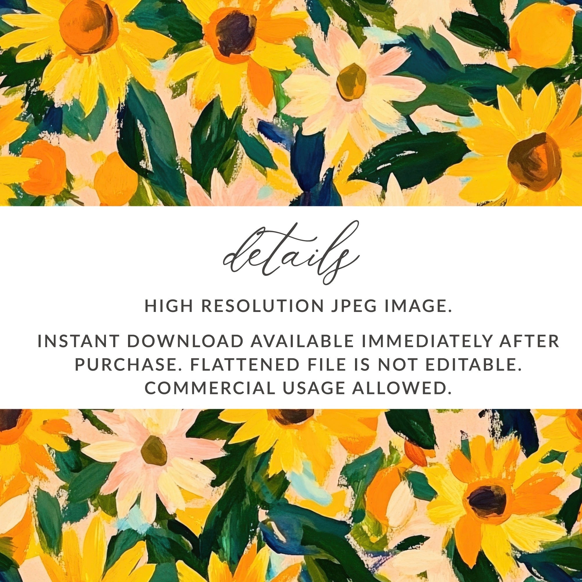 Sunflower Digital Seamless Pattern, Lemon Summer Print, JPEG File, Printable Fabric Design, Floral Pattern, Yellow Flower Design - Moore and Mountain