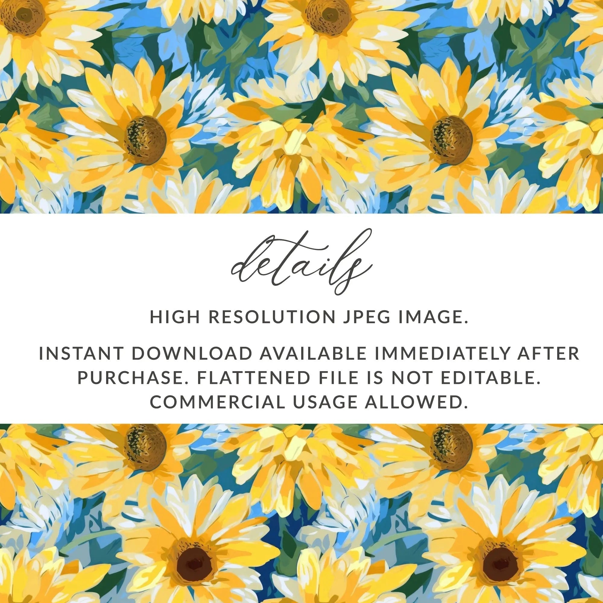 Sunflower Seamless Pattern Digital Paper, Floral Design, Summer Background, Digital Download for Fabric, Scrapbooking, Craft Projects - Moore and Mountain