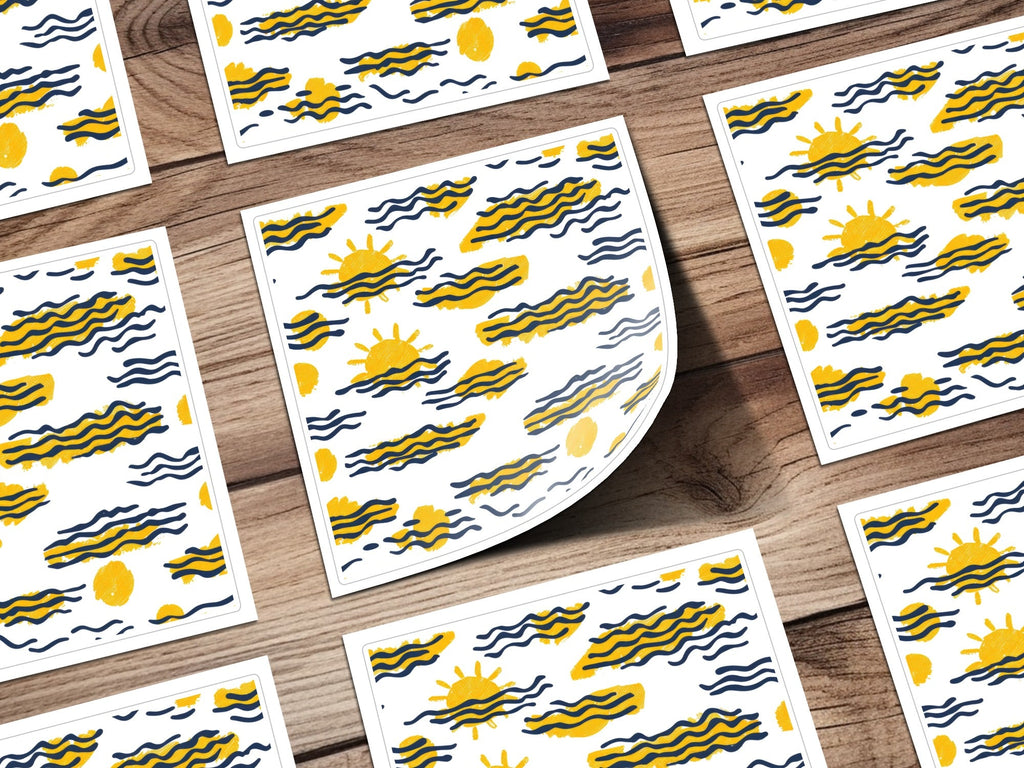 Sunny Waves Digital Seamless Pattern, Summer Vibe Digital Paper for Fabric, Scrapbooking, Backdrops, Digital Products - Moore and Mountain