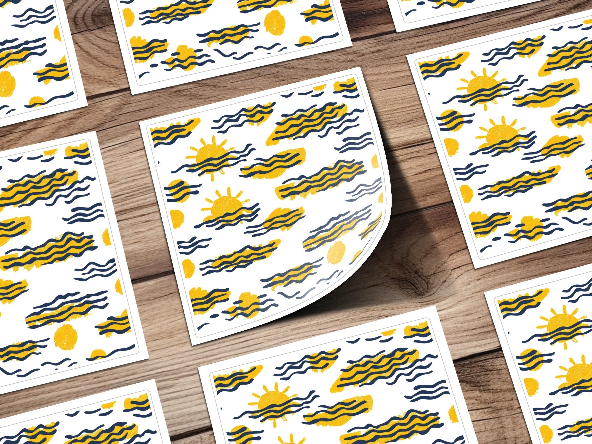 Sunny Waves Digital Seamless Pattern, Summer Vibe Digital Paper for Fabric, Scrapbooking, Backdrops, Digital Products - Moore and Mountain