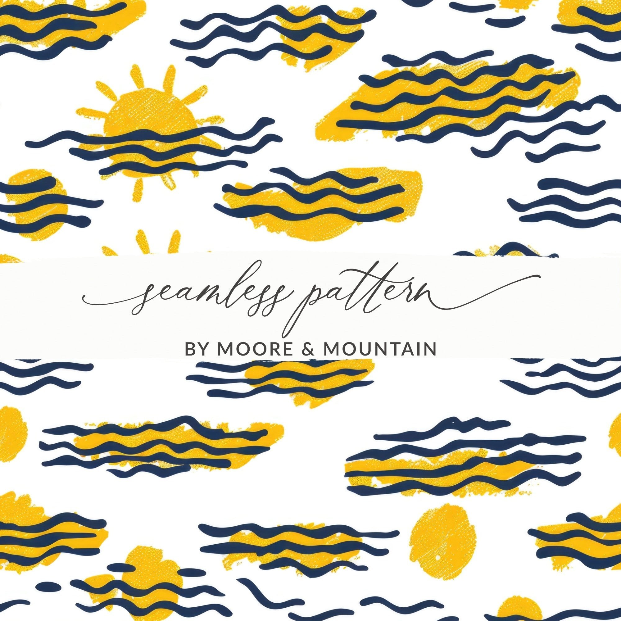 Sunny Waves Digital Seamless Pattern, Summer Vibe Digital Paper for Fabric, Scrapbooking, Backdrops, Digital Products - Moore and Mountain