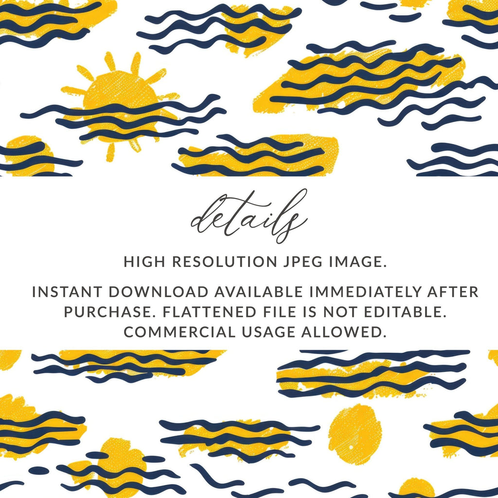 Sunny Waves Digital Seamless Pattern, Summer Vibe Digital Paper for Fabric, Scrapbooking, Backdrops, Digital Products - Moore and Mountain