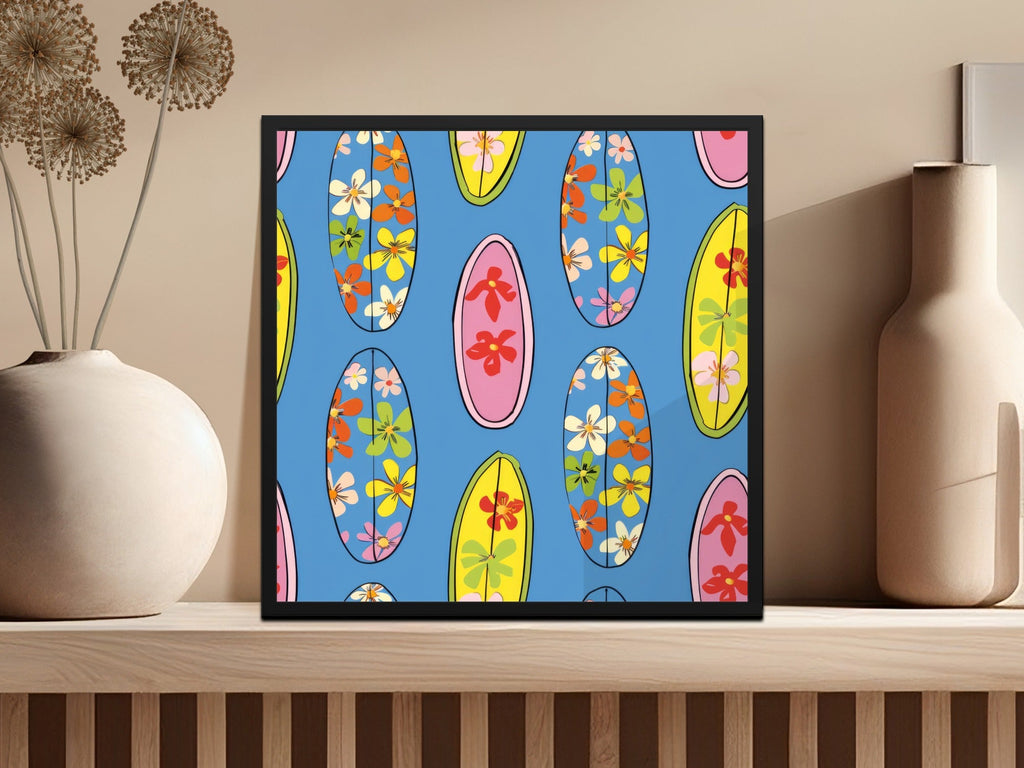 Surfboard Seamless Pattern Digital Paper, Hawaiian Floral Design, Tropical Summer Vibes, Repeating Pattern, 12x12 JPEG, Instant Download - Moore and Mountain