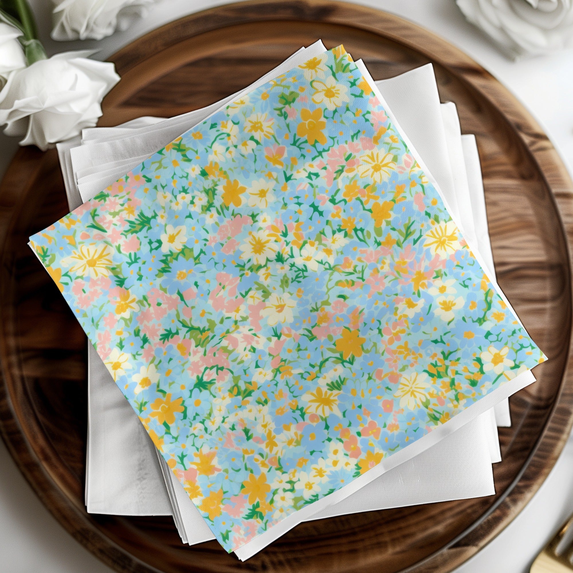 Teal Ditsy Floral Tiny Blossoms Seamless Pattern - Moore and Mountain