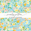 Teal Ditsy Floral Tiny Blossoms Seamless Pattern - Moore and Mountain