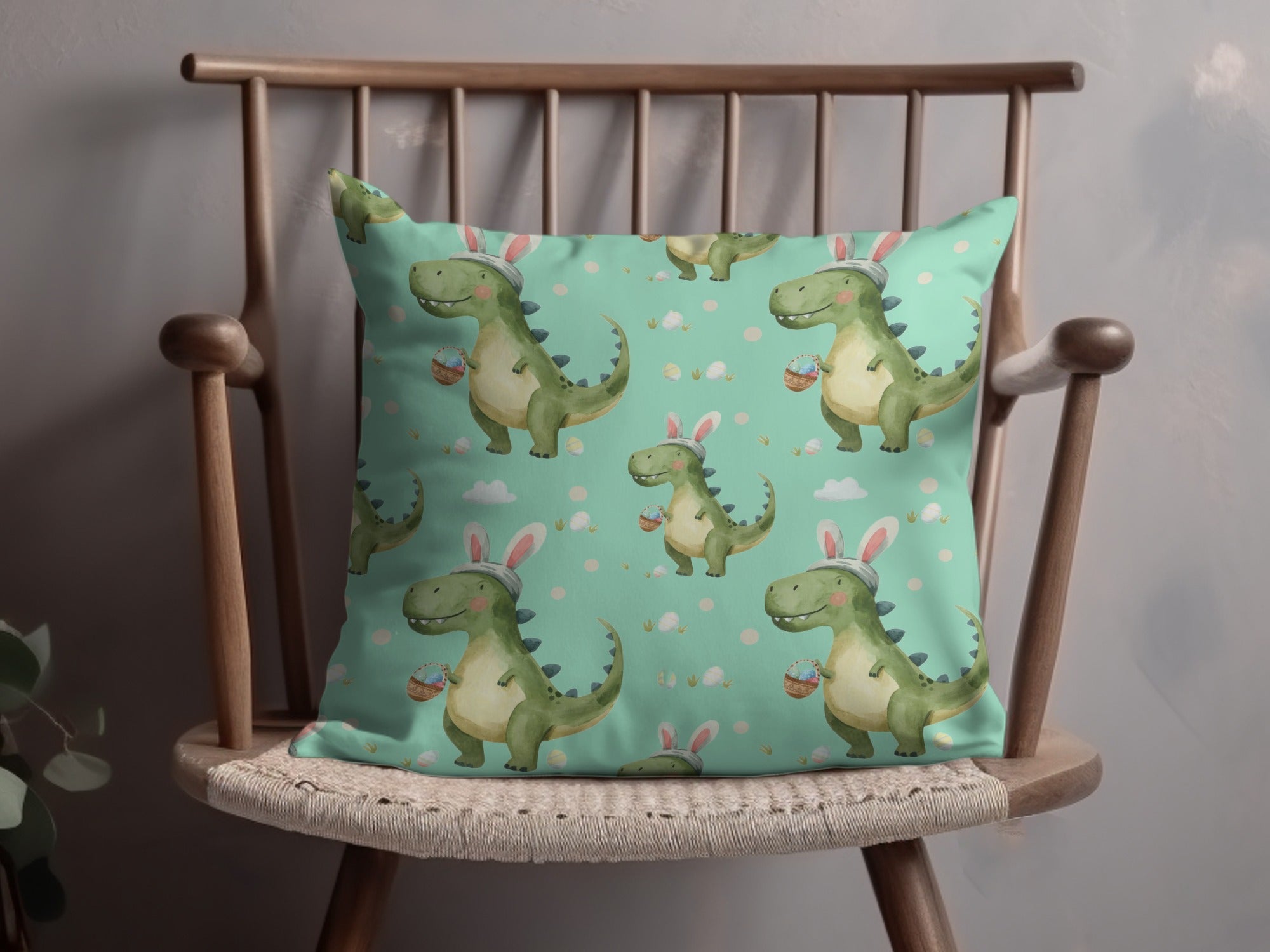Teal Easter Dinosaurs Funny Easter Seamless Pattern - Moore and Mountain