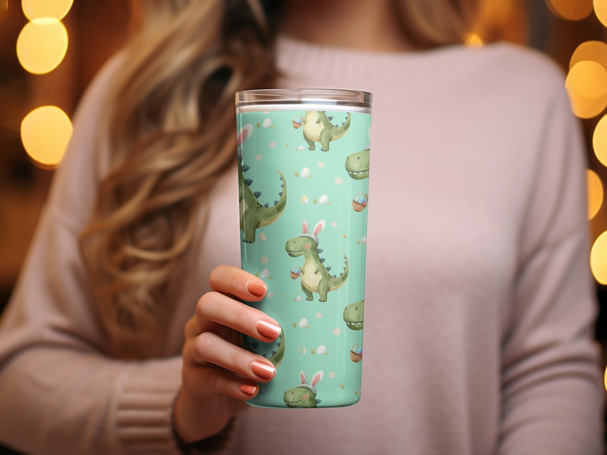 Teal Easter Dinosaurs Funny Easter Seamless Pattern - Moore and Mountain