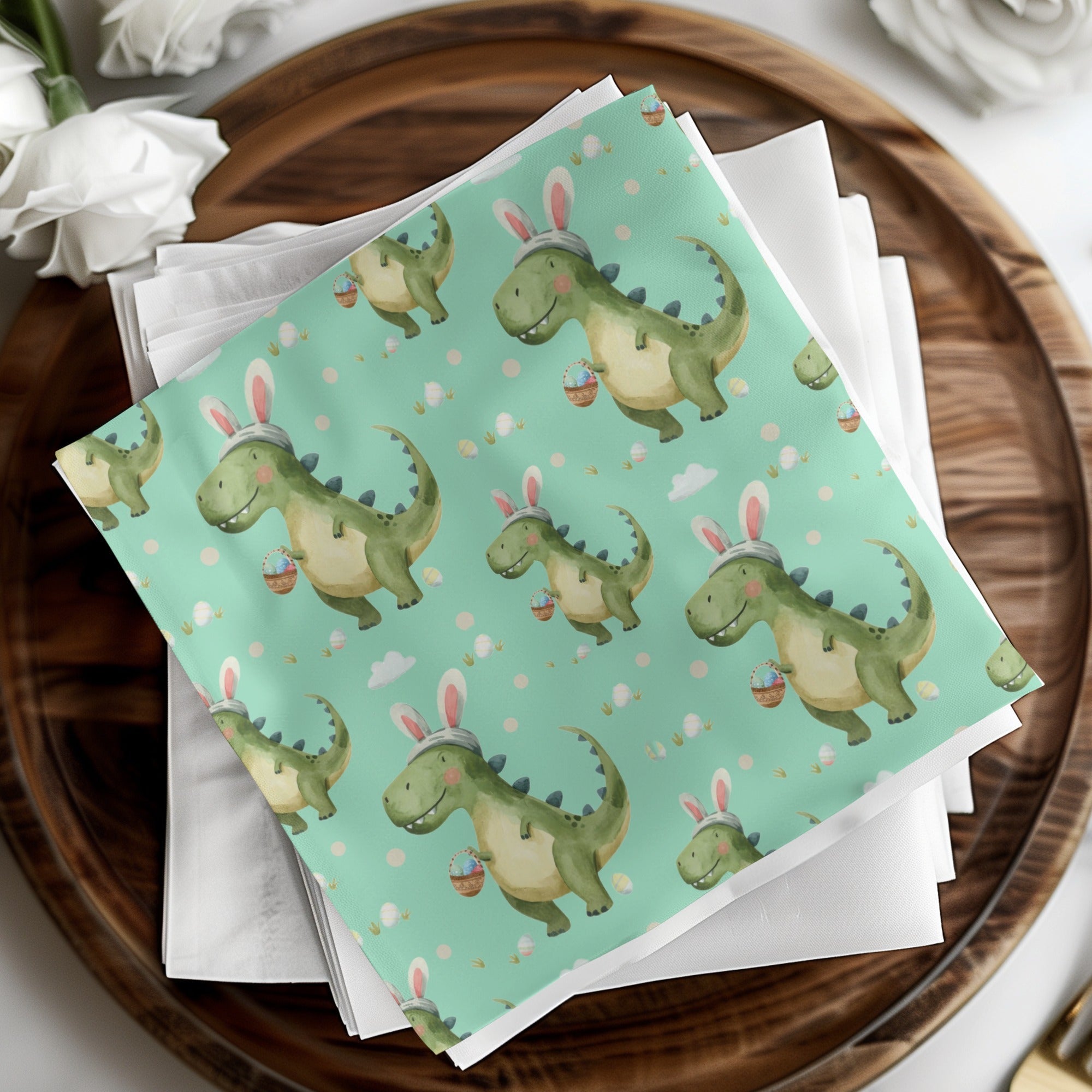 Teal Easter Dinosaurs Funny Easter Seamless Pattern - Moore and Mountain